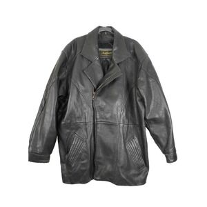 Vintage Raffaelo Jacket Sz XL Black 100% Leather 70s 80s Mob Motorcycle